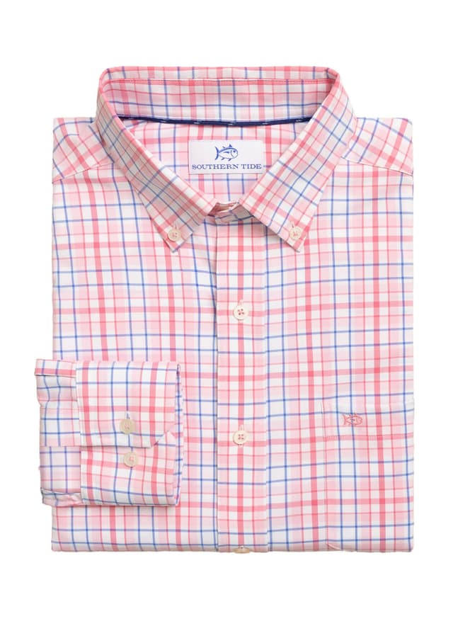 Southern Tide Men's IC Master Plaid Sportshirt - Pink LG