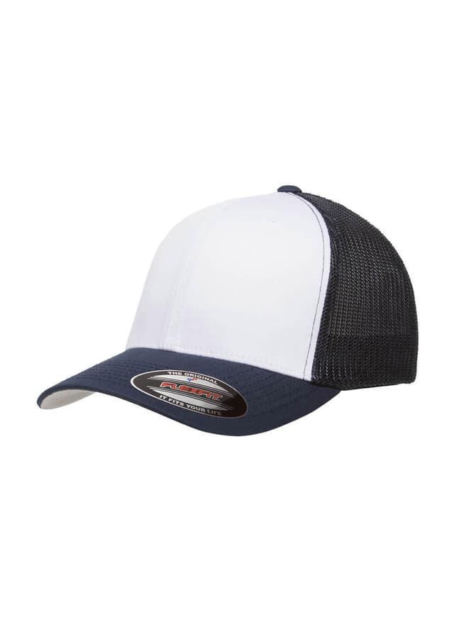 Yupoong Flexfit Trucker Mesh with White Front Panels Hat - Navy MISC