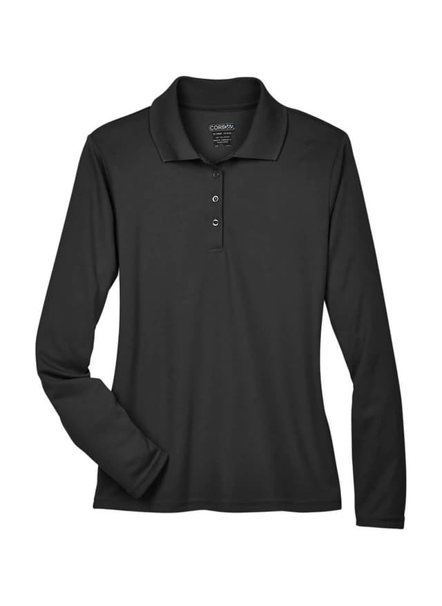 Core 365 Women's North End Performance Long Sleeve Polo - Black 3XL