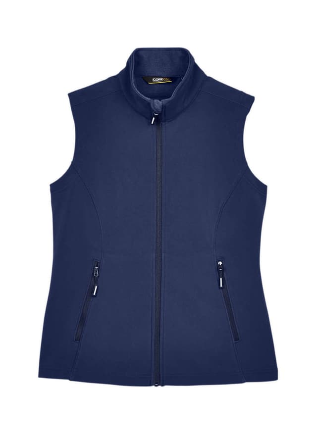 Core 365 Women's Cruise Two-Layer Fleece Bonded Soft Shell Vest - Navy 3XL