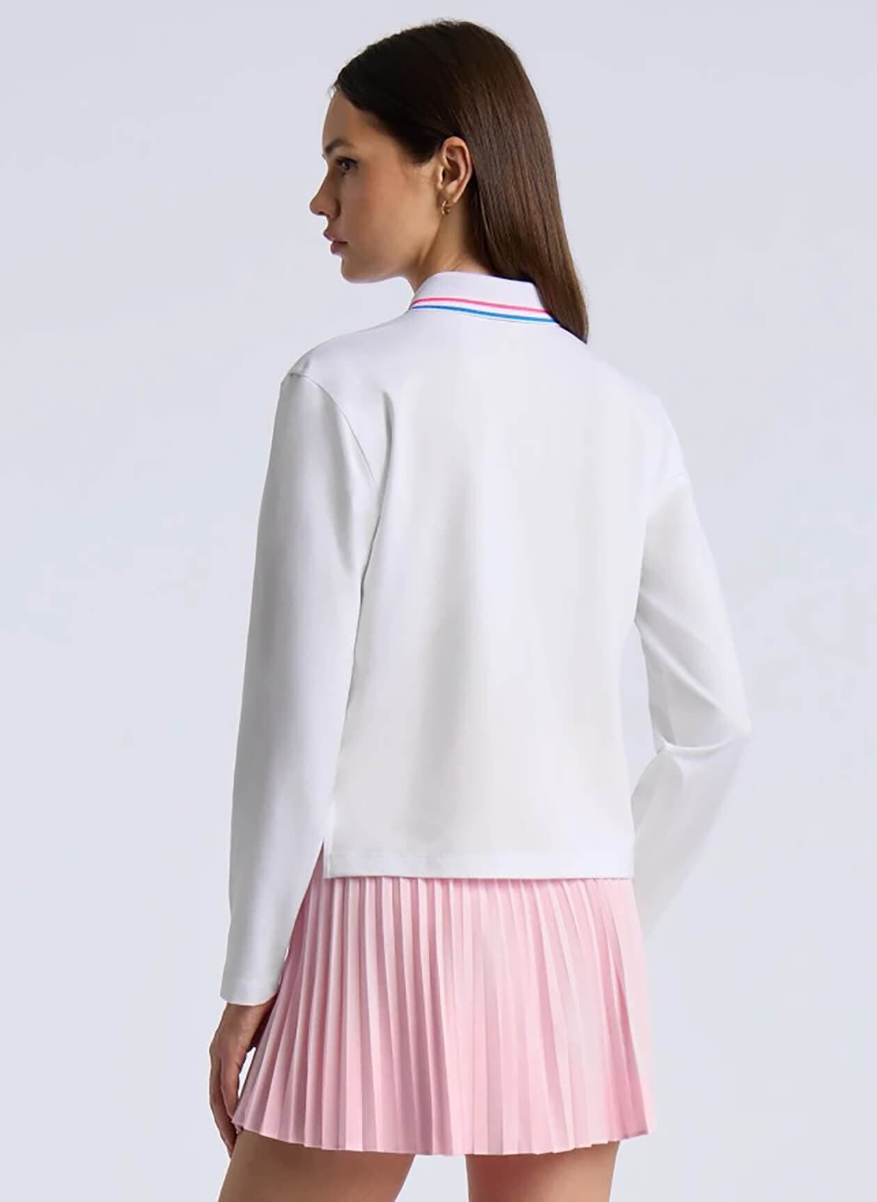 G/FORE Women's All Play Relaxed Long-Sleeve Polo - White LG