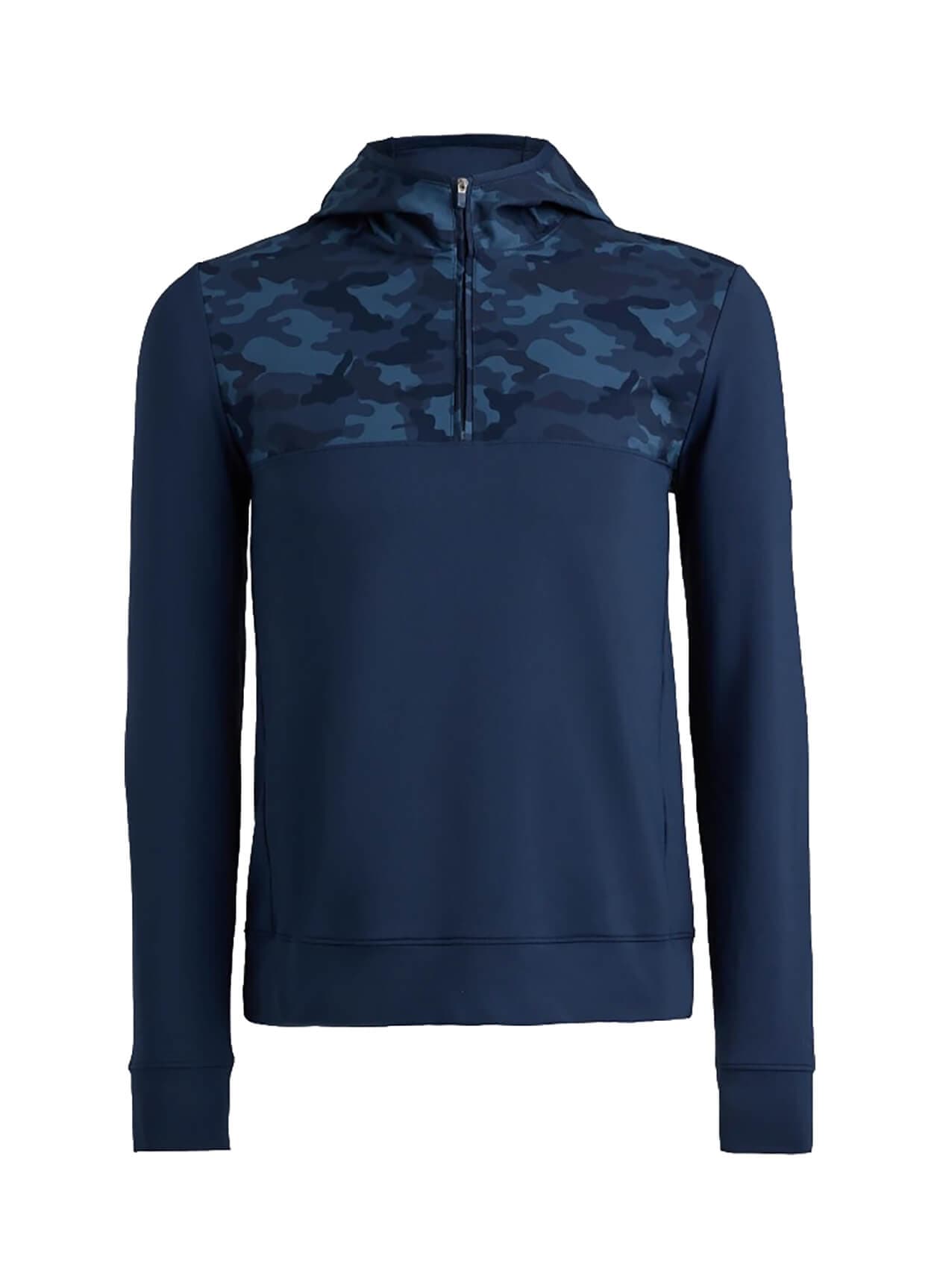 G/FORE Men's Camo Brushed Back Tech Terry Quarter-Zip Hoodie