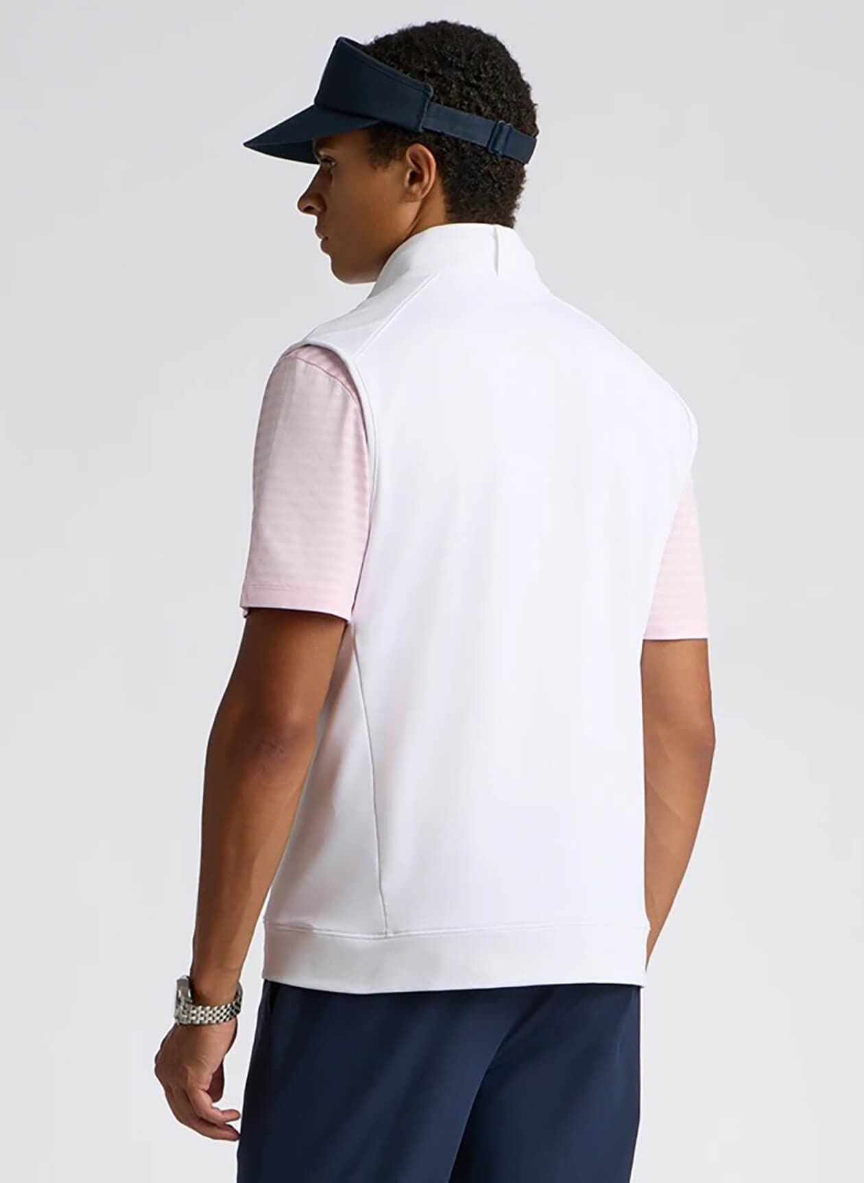 G/FORE Men's Brushed Back Tech Terry Quarter-Zip Vest - White LG