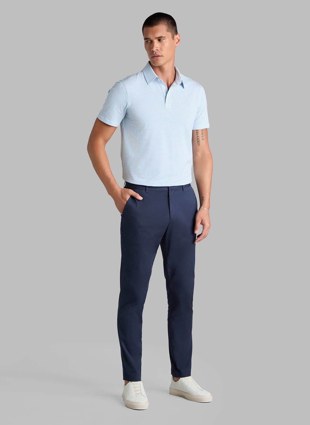 G/FORE	 Men's All Play Stripe Polo - Cyan 3XL