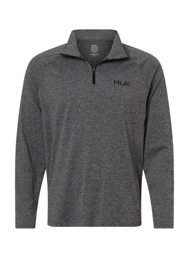 HUK Men's Airweight Heather Quarter-Zip - Dark Grey LG