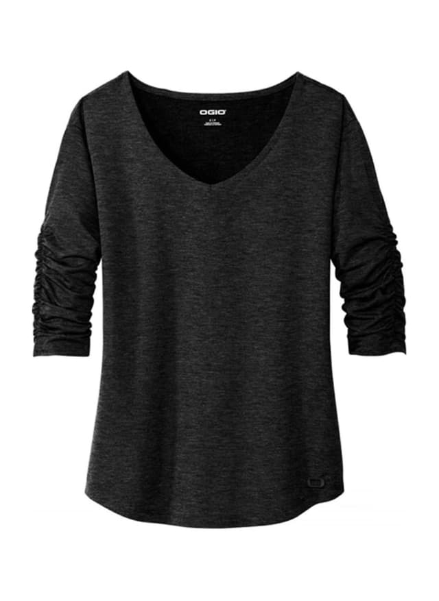 OGIO Women's Evolution V-Neck Long-Sleeve T-Shirt - Black 3XL