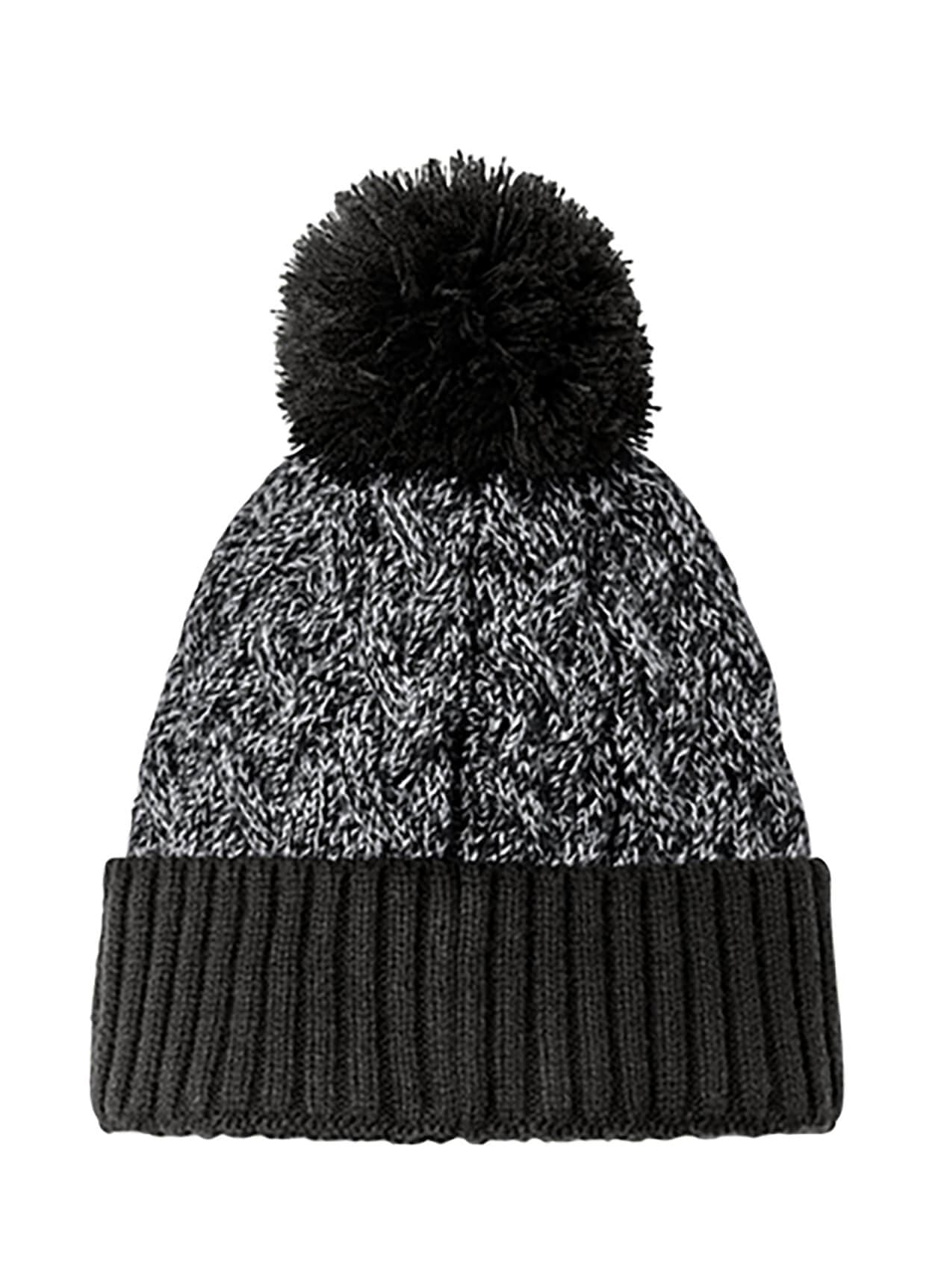 New Era Marled Knit Pom Beanie - Black MISC