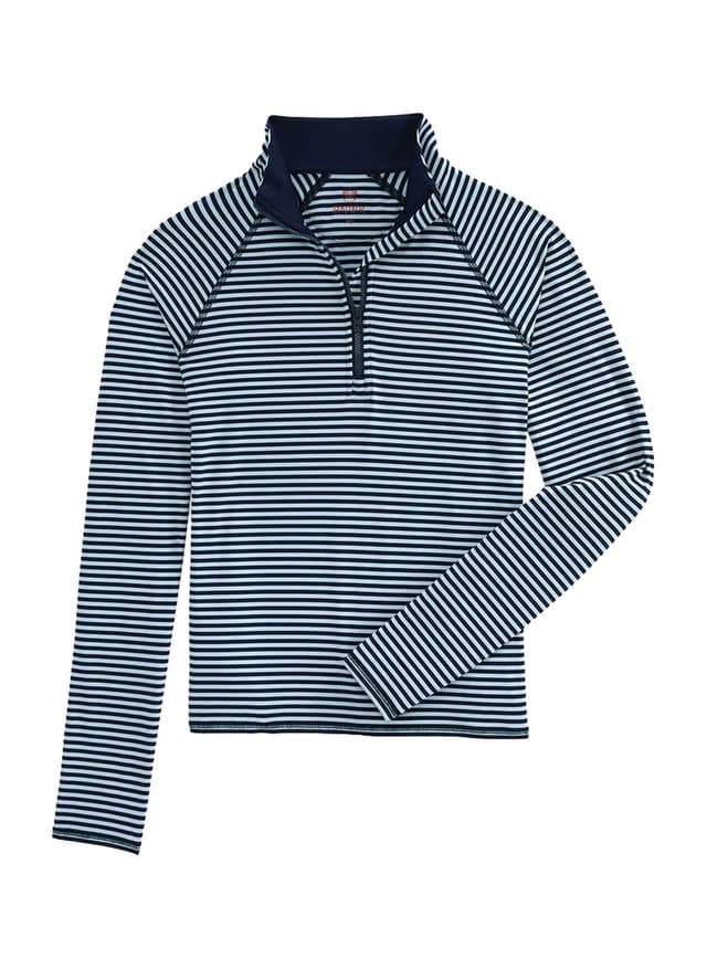 Renwick Women's Raglan Striped Quarter Zip - Navy LG