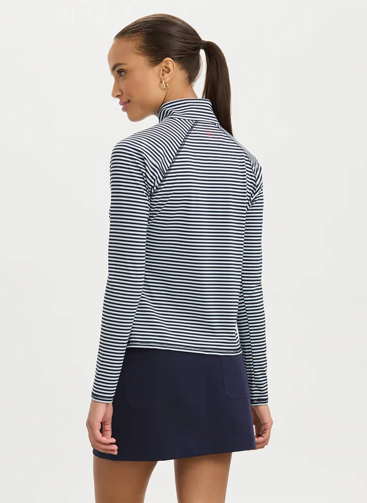 Renwick Women's Raglan Striped Quarter Zip - Navy LG