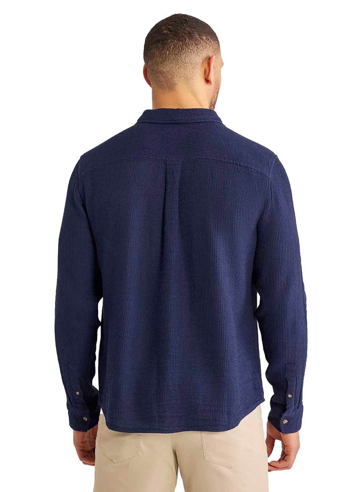 Fair Harbor Men's Oasis Long Sleeve Button Up - Navy LG